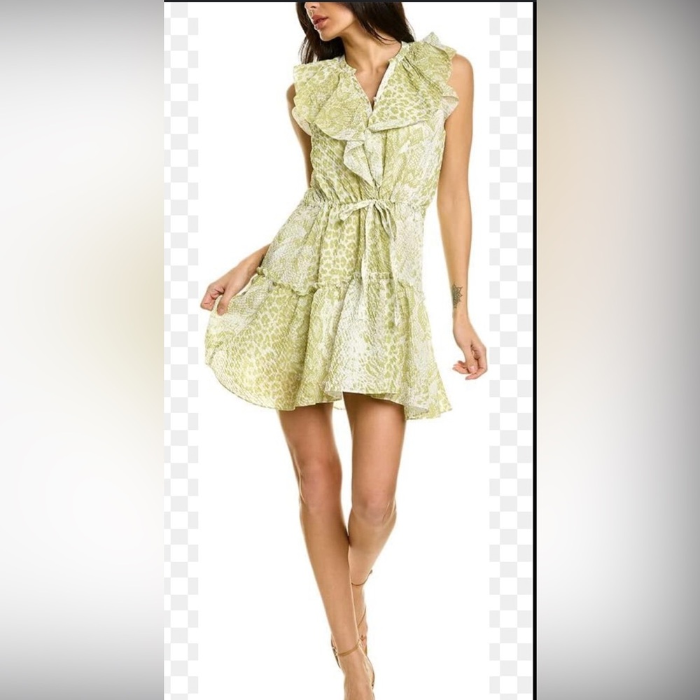 ALLSAINTS Ali Noche Snake Print Ruffle Dress Tie Waist NWT size 6
